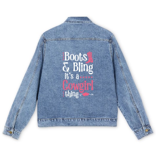 Boots And Bling It's A Cowgirl Thing Men's Denim Jackets