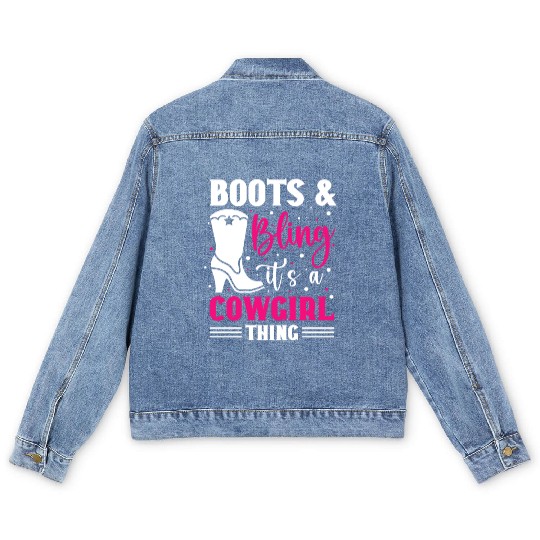 Boots And Bling It's A Cowgirl Thing Men's Denim Jackets