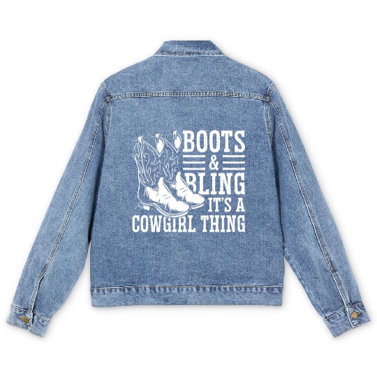 Boots And Bling It's A Cowgirl Thing Men's Denim Jackets