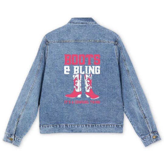Boots And Bling It's A Cowgirl Thing Men's Denim Jackets