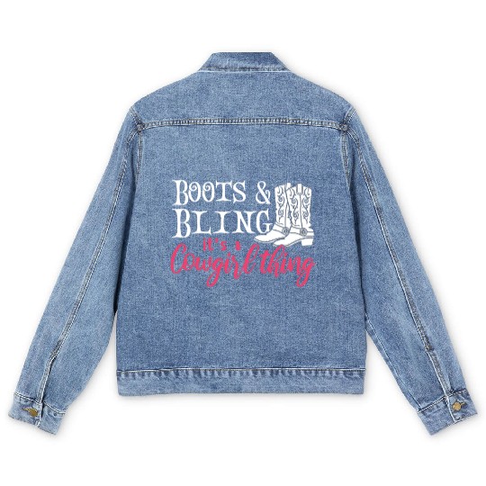 Boots And Bling It's A Cowgirl Thing Men's Denim Jackets