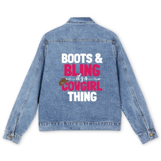 Boots And Bling It's A Cowgirl Thing Men's Denim Jackets