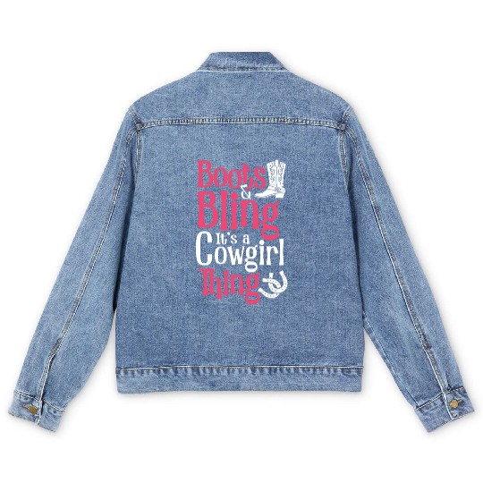 Boots And Bling It's A Cowgirl Thing Men's Denim Jackets