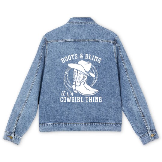 Boots And Bling It's A Cowgirl Thing Men's Denim Jackets