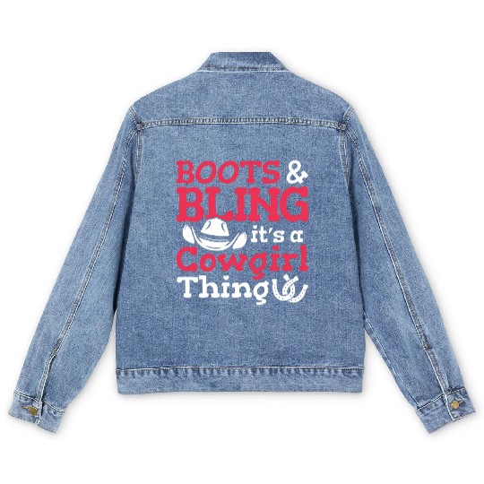 Boots And Bling It's A Cowgirl Thing Men's Denim Jackets
