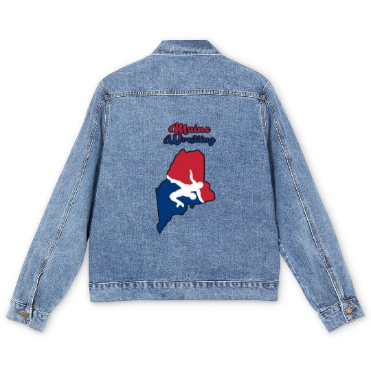 Maine Wrestling Men's Denim Jackets