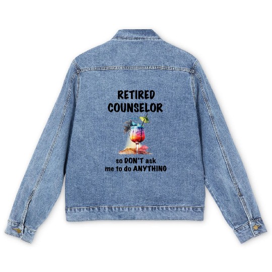 Retired Counselor Vacation Tropical Cocktail Men's Denim Jackets