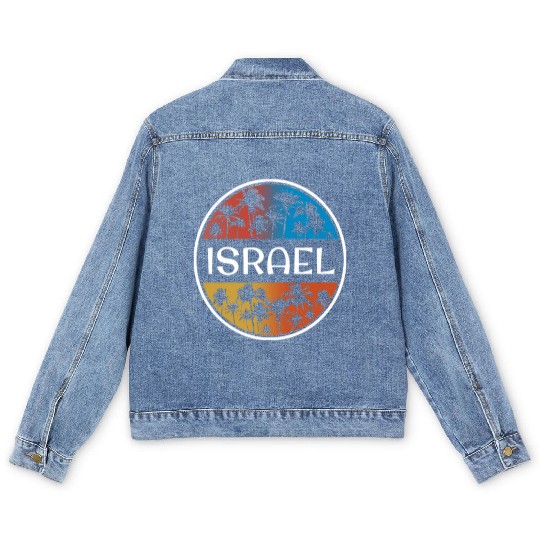 Israel Stylish Vacation Souvenir Palm Tree Men's Denim Jackets