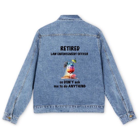Retired Law Enforcement Officer Vacation Tropical Men's Denim Jackets