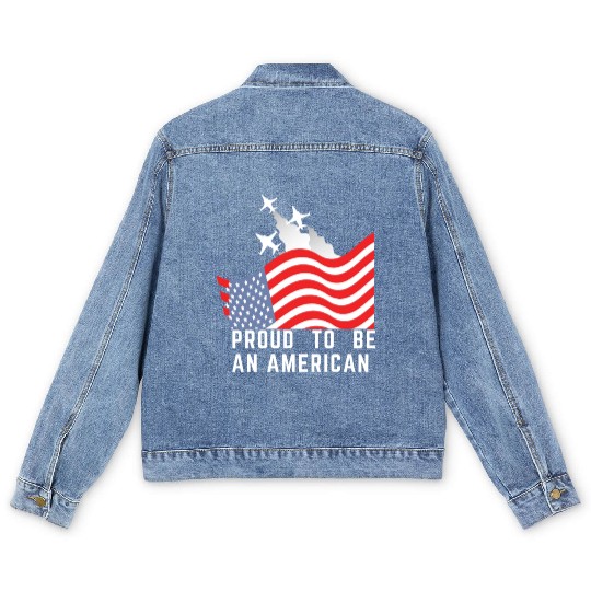 Wings of Liberty: Red, White, and Blue Plane Men's Denim Jackets
