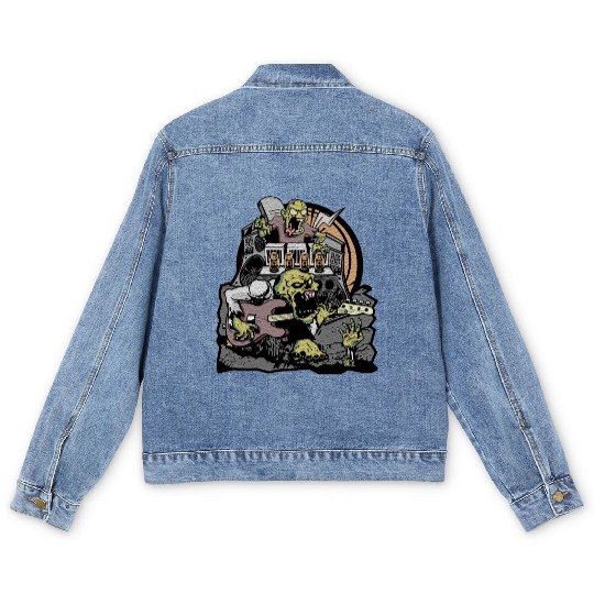 Bass Guitar zombie Men's Denim Jackets