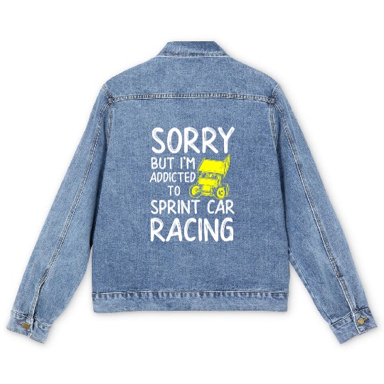 Sprint Car Racing, sprint car, dirt track racers Men's Denim Jackets