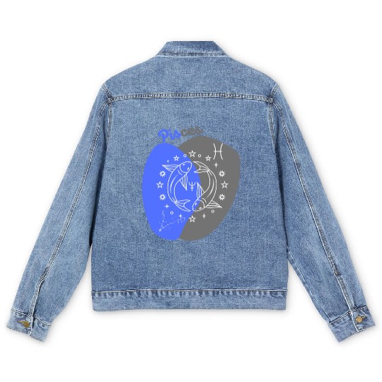 Underwater Dreams: A Minimalist Pisces Design Men's Denim Jackets