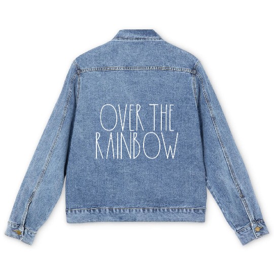 Over the Rainbow White Rae Dunn Inspired Decor Men's Denim Jackets