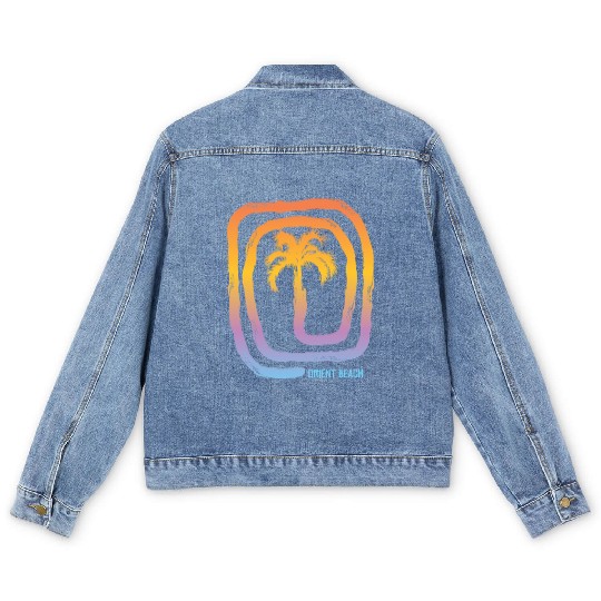 Cool Orient Beach Saint Martin Palm Tree Souvenir Men's Denim Jackets
