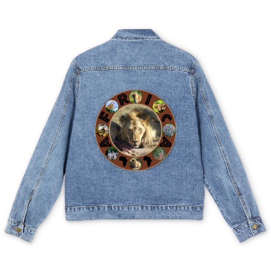 lion stare africa circle Men's Denim Jackets