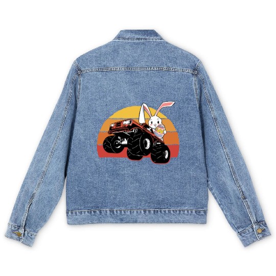 aster Rabbit Offroad Vehicles Truck Retro Men's Denim Jackets
