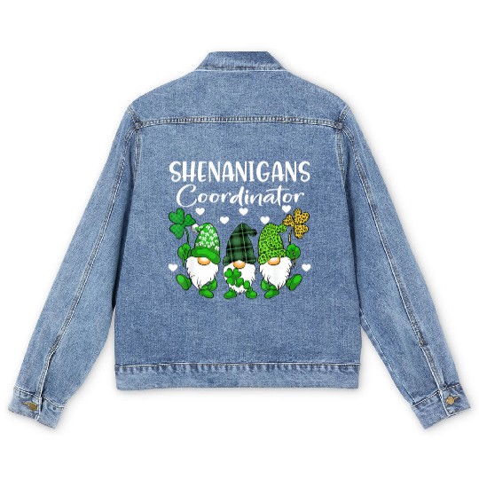 Shenanigans Coordinator Saint Irish Gnomes St Pat Men's Denim Jackets