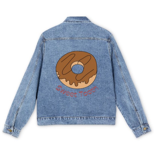 Brown sweet donut , Sweet tooth, donut cartoons Men's Denim Jackets