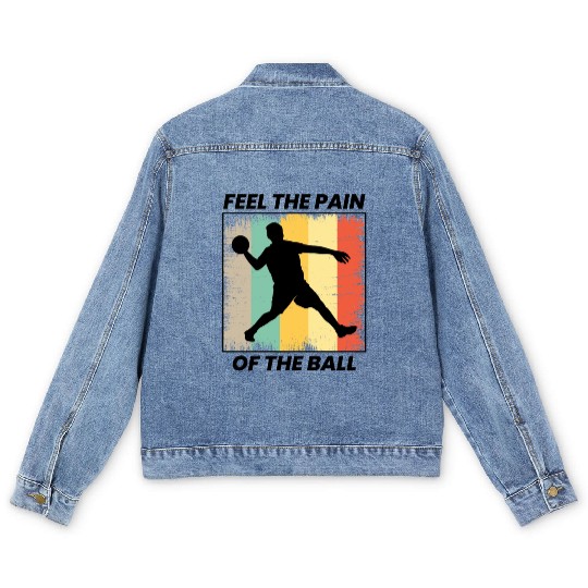 Dodgeball Player Coach Team Sports Vintage Retro Men's Denim Jackets