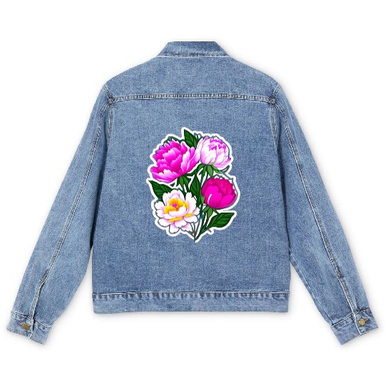 Peony Flower Art Men's Denim Jackets
