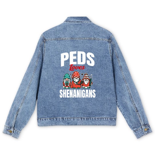 Funny PEDS Love Shenanigans St. Patricks Day Gnome Men's Denim Jackets