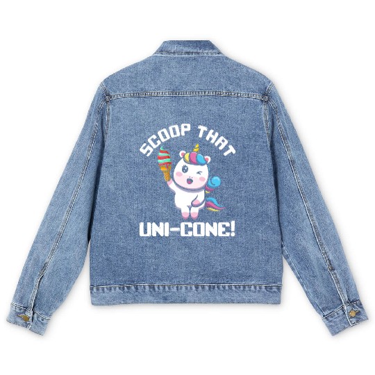 Rainbow Cute Unicorn Ice Cream Lover Mythical Men's Denim Jackets