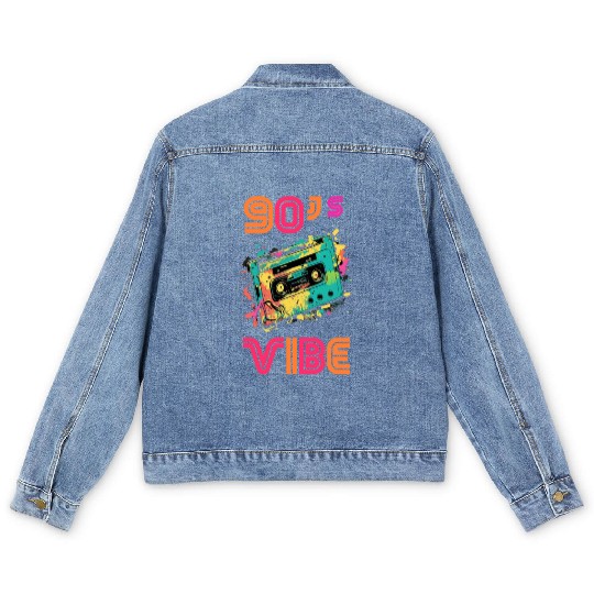 90s Vibe - I Love The 90s - Retro 90s Neon Men's Denim Jackets
