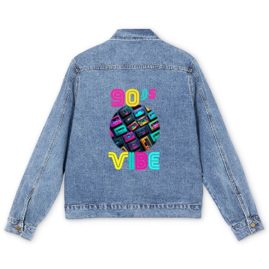 90s Vibe - I Love The 90s - Retro 90s Neon Men's Denim Jackets
