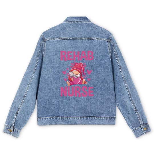 Cute Rehab Nurse Gnome Design Physical Therapy Men's Denim Jackets
