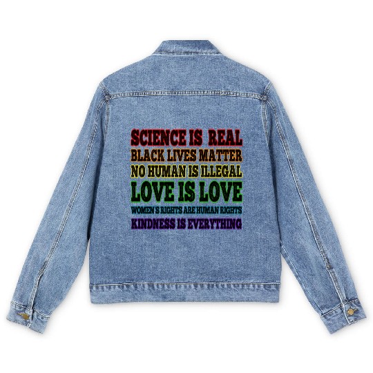 Science is Real Black Lives Matter Love is Love Men's Denim Jackets