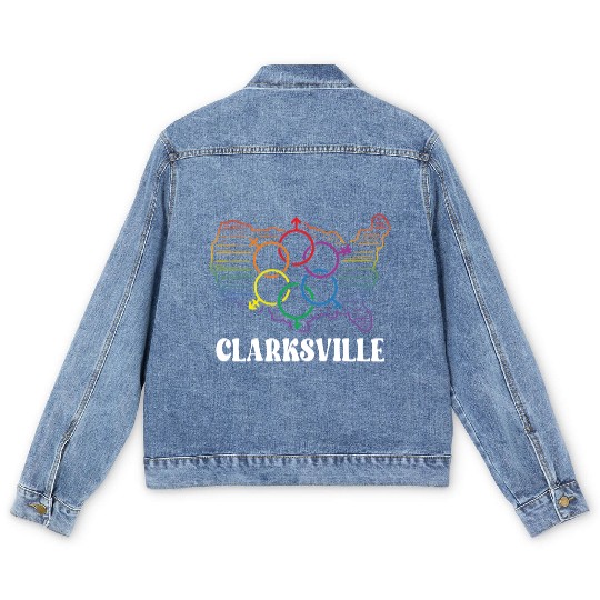 Clarksville Pride Month Pride Flag LGBT Community Men's Denim Jackets