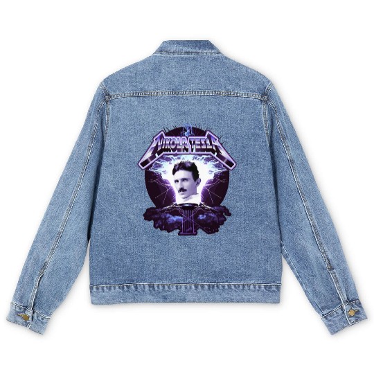Nikola Tesla Heavy Metal Electricity by gnarly Men's Denim Jackets