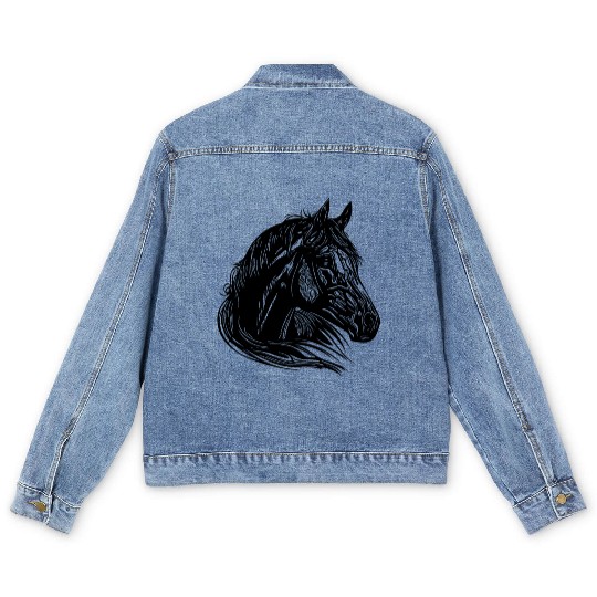 Mares Horse Portrait With Beautiful Mane Men's Denim Jackets