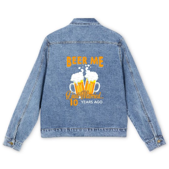 Anniversary Gift 10th 10 Years Wedding Celebration Men's Denim Jackets