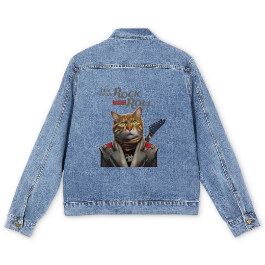 Only Rock and Roll Cat Men's Denim Jackets