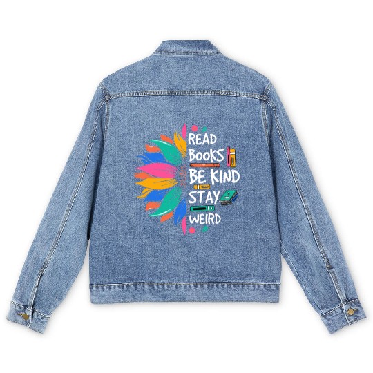 Read Books Be Kind Stay Weird Men's Denim Jackets