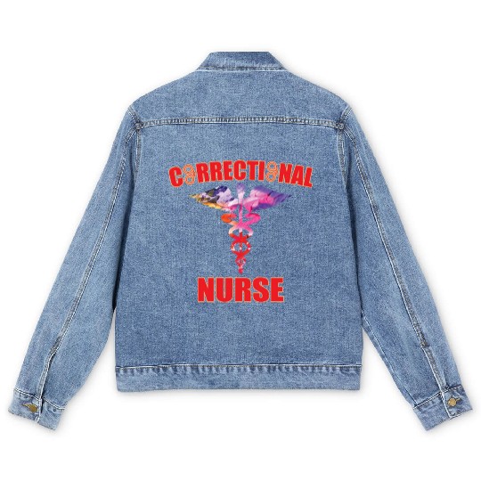Great Correctional Nurse Design Prison Nurse Men's Denim Jackets