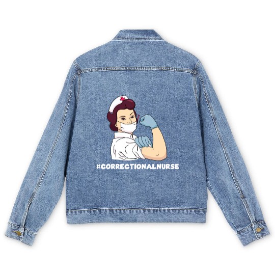 Great Correctional Nurse Prison Nurse Men's Denim Jackets