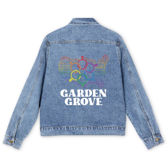 Garden Grove Pride Flag Pride Month LGBTQ Flag Men's Denim Jackets