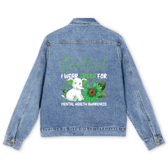 Kind May Green For Mental Health Awareness Month Men's Denim Jackets