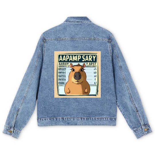 Wanted for 93 Felonies Na Capybara Mugshot Outlaw Men's Denim Jackets