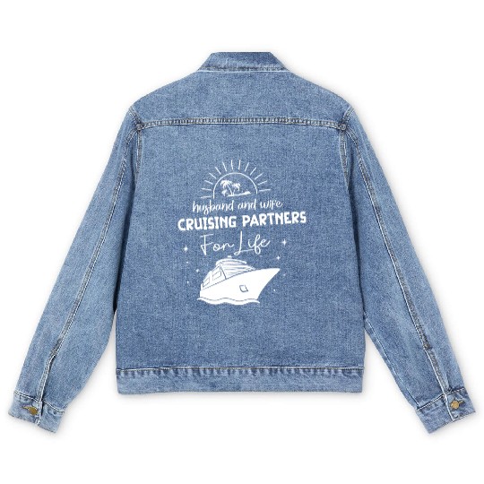 Husband And Wife Cruising Partners For Life Men's Denim Jackets