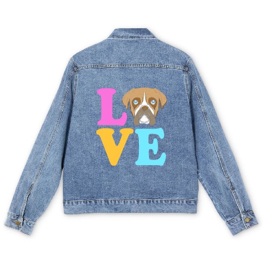 Pet Owner Puppy I Love My Boxer Dog Men's Denim Jackets