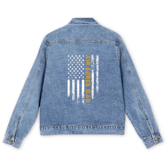 USA Flag Air Force Dad PILOT Men's Denim Jackets