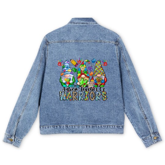 Autism Teacher Of Warriors Men's Denim Jackets