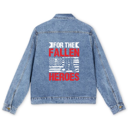 Soldier for fallen heroes military army veteran Men's Denim Jackets