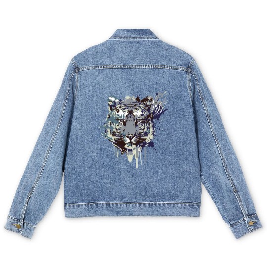 Tiger head artwork design Men's Denim Jackets