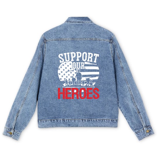 Soldier support our heroes military army veteran Men's Denim Jackets