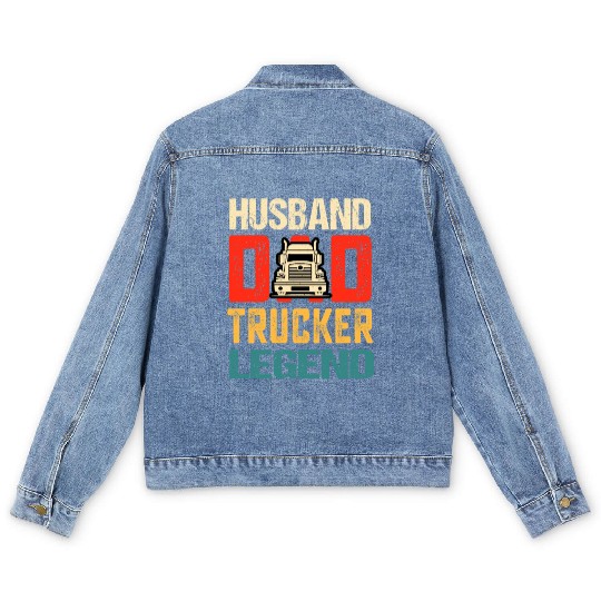 Husband Dad Trucker Legend Truck Driver Men's Denim Jackets